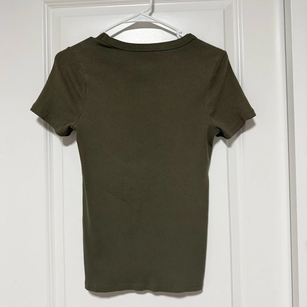 TShirt Ribbed Short Sleeve Tee Top - Picture 2 of 5